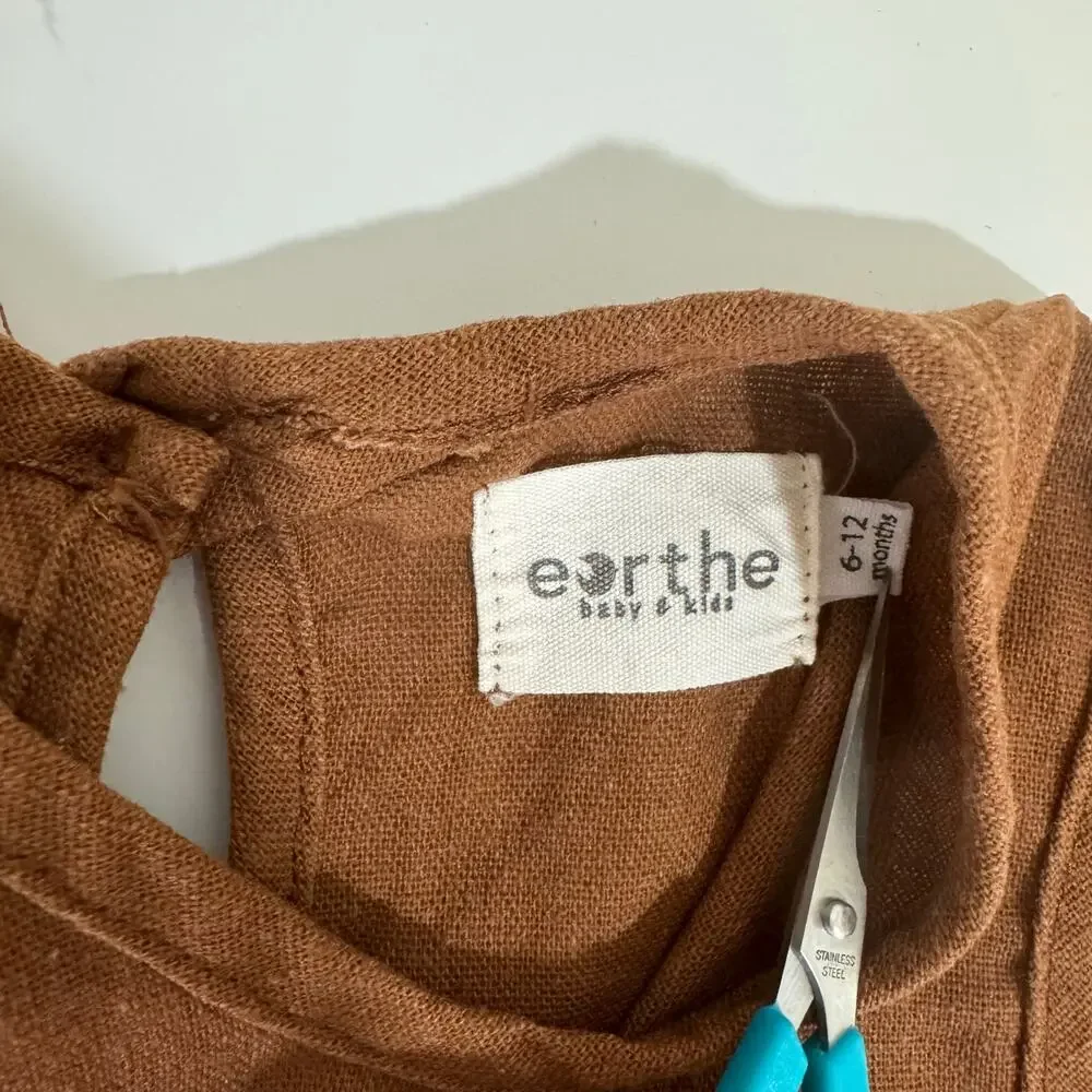 Earthe Walnut Brown Linen Tee Tank Top Size 6-12 Months